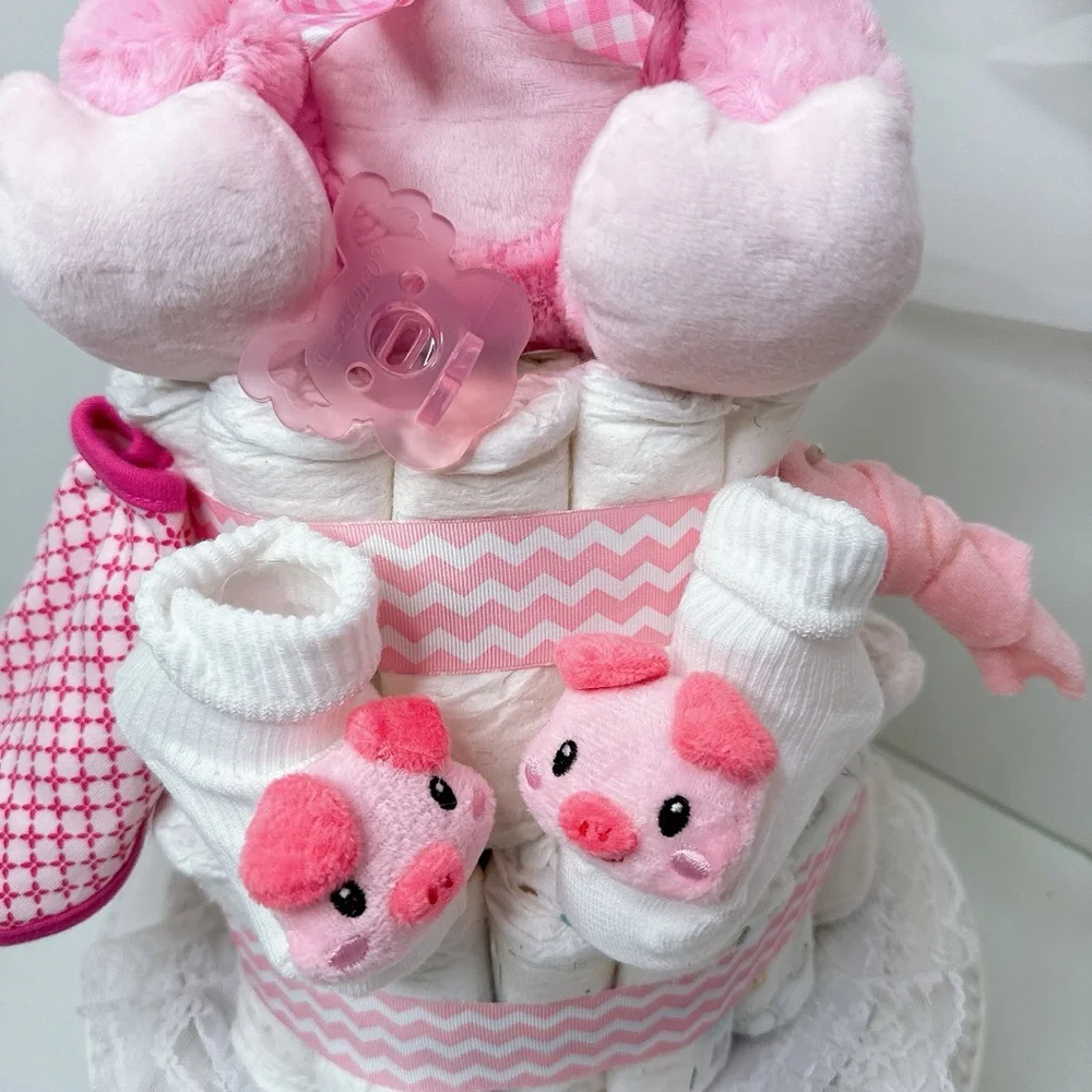 Piggy Diaper Cake, Farm theme